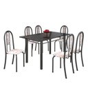 Ver imagem 2 de Conjunto de Mesa 140x75cm Tampo de Ardósia com 6 Cadeiras Iris a Soma Móveis Cinza/Botanic Bege/Martelado Prata
