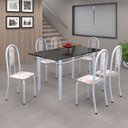 Ver imagem 1 de Conjunto de Mesa 140x75cm Tampo de Ardósia com 6 Cadeiras Iris a Soma Móveis Branco/Botanic Bege/Martelado Pérola