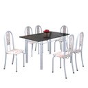 Ver imagem 2 de Conjunto de Mesa 140x75cm Tampo de Ardósia com 6 Cadeiras Iris a Soma Móveis Branco/Botanic Bege/Martelado Pérola