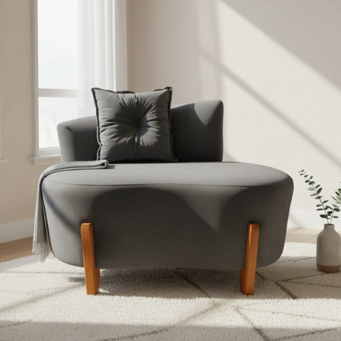 Namoradeira Sofá Feijão Luna 100cm Orgânica Suede Cinza