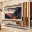 Ver imagem 1 de Painel Home Suspenso Ripado Led Tv até 80 Polegadas Off White Naturalle Hit Shop Jm