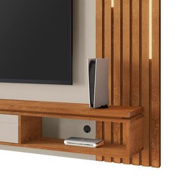 Painel Home Suspenso Ripado Led Tv até 80 Polegadas Off White Naturalle Hit Shop Jm - 7