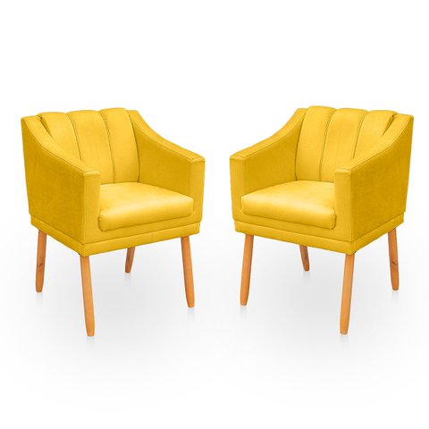 Kit Poltrona Cadeira para Sala Confortável e Moderna Mila Suede