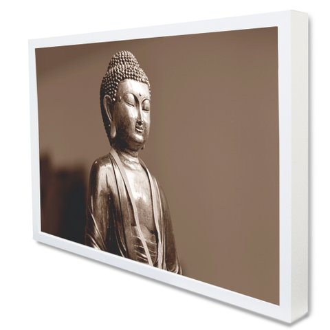 Quadro Decorativo Caixa Buda Tacolado Moldura Caixa 3cm Madeira com Vidro 80 X 120cm