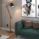 Ver imagem 1 de Luminária 1,6m Articulada Chão Pedestal Piso Abajur Madeira:Preto