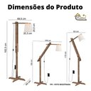 Ver imagem 4 de Luminária 1,6m Articulada Chão Pedestal Piso Abajur Madeira:Preto