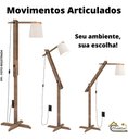 Ver imagem 3 de Luminária 1,6m Articulada Chão Pedestal Piso Abajur Madeira:Preto