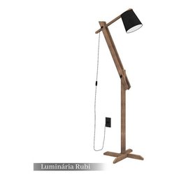 Luminária 1,6m Articulada Chão Pedestal Piso Abajur Madeira:Preto - 2
