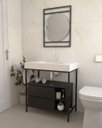 Ver imagem 2 de Gabinete Suspenso Banheiro Ferro Steel Wood 80x45 Cm