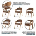 Ver imagem 4 de Kit 6 Cadeiras de Jantar Estofadas Couro Sintético Madeira Gaia Marrom Yescasa