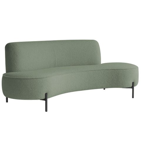 Sofá Orgânico 2 Lugares 150cm Argos Pés Preto Bouclé Verde Claro - Nexta Casa