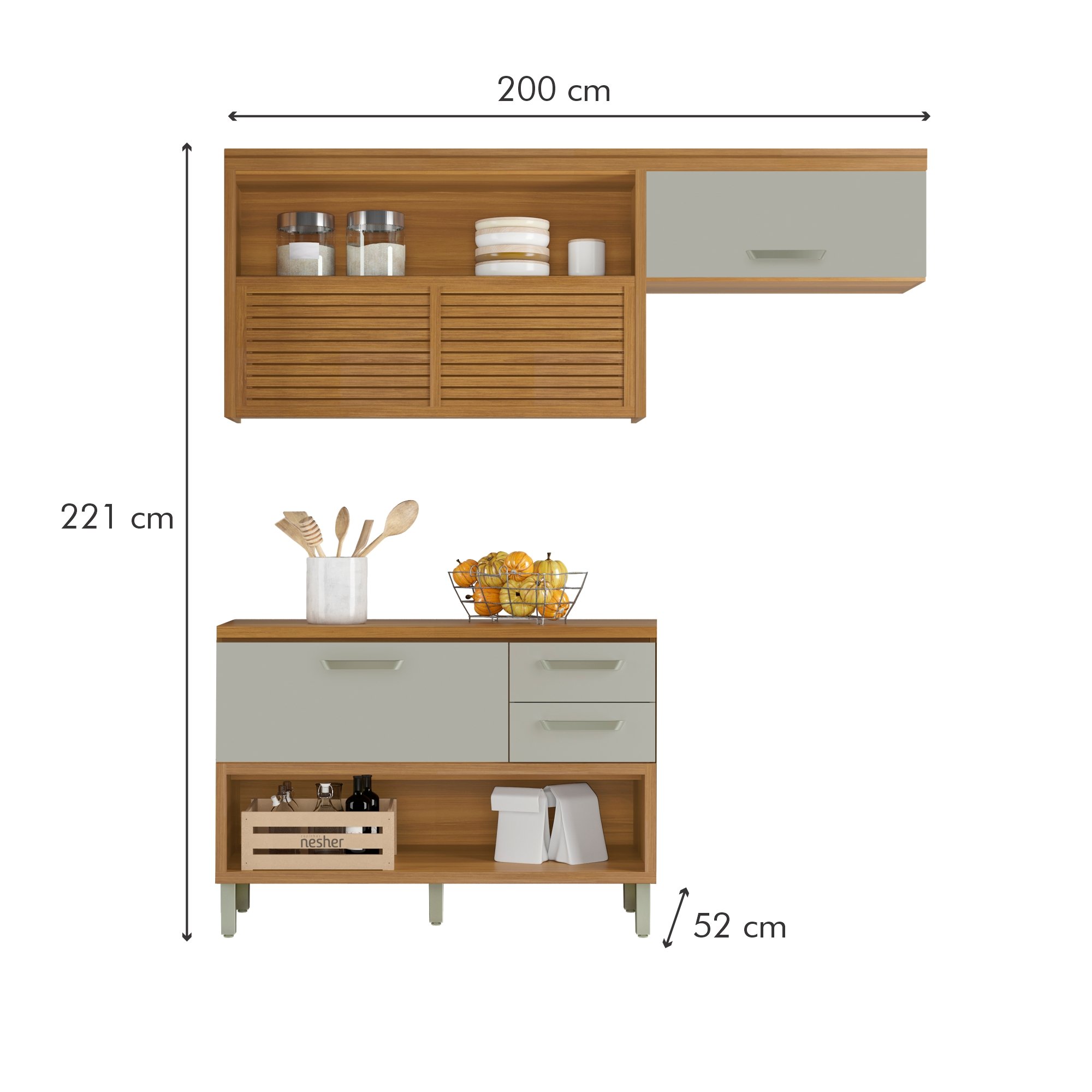 Cozinha Modulada 2 Peças Ripado Princesa  100% Mdf - 14