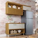 Ver imagem 1 de Cozinha Modulada 2 Peças Ripado Princesa 100% MDF Marrom/Freijó/Off White