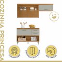 Ver imagem 3 de Cozinha Modulada 2 Peças Ripado Princesa 100% MDF Marrom/Freijó/Off White