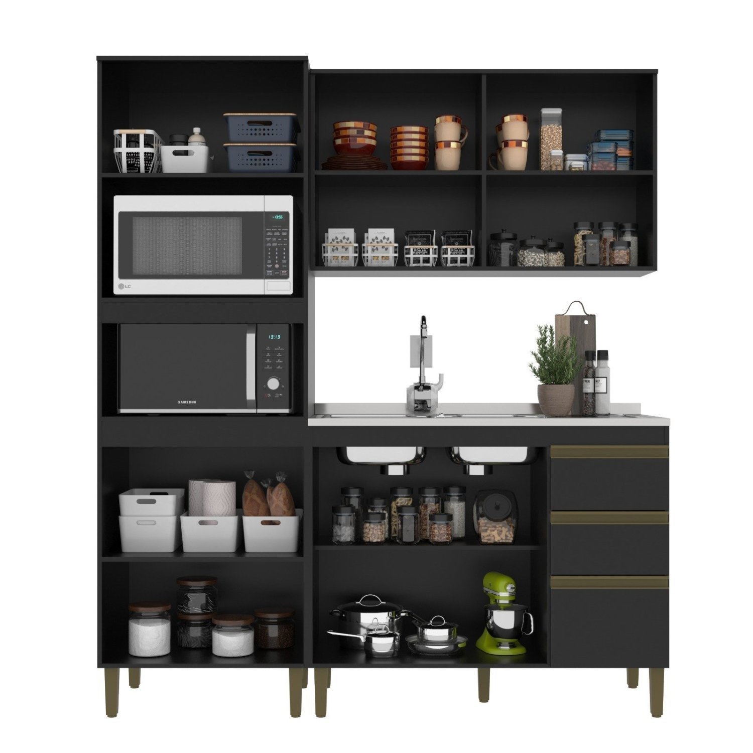 Cozinha Cecilia Modulada 9 Pecas 7 Portas 3 Gavetas 190Cm  - 5