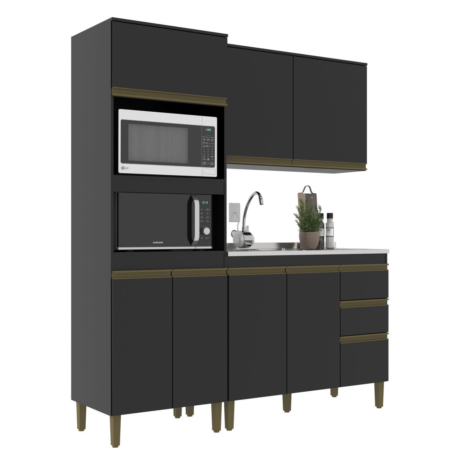 Cozinha Cecilia Modulada 9 Pecas 7 Portas 3 Gavetas 190Cm  - 2