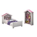 Ver imagem 2 de Conjunto de quarto Princesa com cama, estante e colchão Branco/Rosa - Vitamov