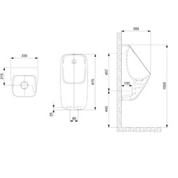 Mictório Rimless com Entrada Superior Proton Square Roca - 2