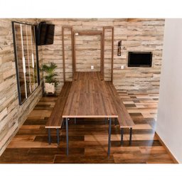 Conjunto Mesa Dobrável Retrátil de Parede com Bancos 4,15m Noronha - 8