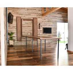 Conjunto Mesa Dobrável Retrátil de Parede com Bancos 4,15m Noronha - 4