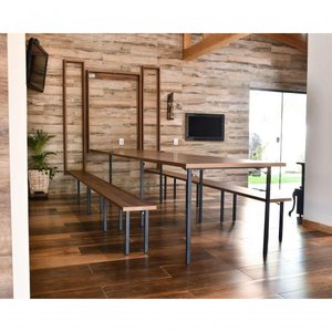 Conjunto Mesa Dobrável Retrátil de Parede com Bancos 4,15m Noronha