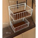 Ver imagem 2 de Fruteira Suspensa Dupla Branca Artesanal Cozinha Frutas Legumes com Madeira Minas Arte Própria Frute