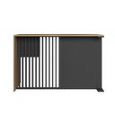 Ver imagem 4 de Mesa Escrivaninha Ripada 120cm Home Office com 2 Gavetas Cor:mel com Grafite