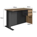 Ver imagem 3 de Mesa Escrivaninha Ripada 120cm Home Office com 2 Gavetas Cor:mel com Grafite