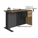 Ver imagem 5 de Mesa Escrivaninha Ripada 120cm Home Office com 2 Gavetas Cor:Mel com Grafite