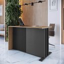 Ver imagem 2 de Mesa Escrivaninha Ripada 120cm Home Office com 2 Gavetas Cor:mel com Grafite