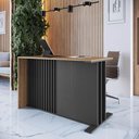 Ver imagem 2 de Mesa Escrivaninha Ripada 120cm Home Office com 2 Gavetas Cor:Mel com Grafite