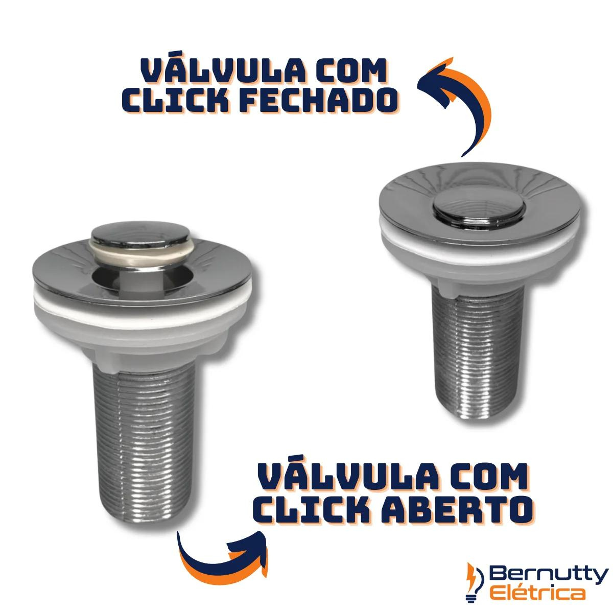 Kit Sifão Universal Cromado + Válvula Click Interno 7/8 Inox - 4