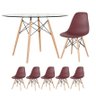 KIT - Mesa Eames com tampo de vidro 120 cm + 5 cadeiras Eiffel DSW Marrom - 1