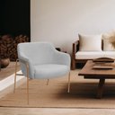 Ver imagem 2 de Poltrona Decorativa Jade Base Aço Ouro Fosco Bouclé Cinza Claro - Nexta Casa