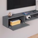 Ver imagem 5 de Rack Bancada Parede Home Supremo Tv 55 Polegadas Nicho Porta Puxador Concha Sala Quarto Moderno