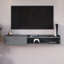 Ver imagem 2 de Rack Bancada Parede Home Supremo Tv 55 Polegadas Nicho Porta Puxador Concha Sala Quarto Moderno