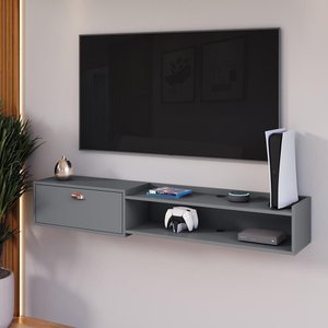 Rack Bancada Parede Home Supremo Tv 55 Polegadas Nicho Porta Puxador Concha Sala Quarto Moderno
