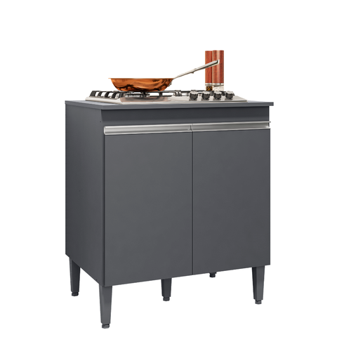Balcão Armário de Cozinha Multiuso para Cooktop com Tampo 4 ou 5 Bocas Andréia Cinza Fosco- Mabe Mag