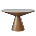 Ver imagem 1 de Mesa de Jantar Madri Cone Chanfrada Redonda Nozes 1.40 Cm Vidro Branco
