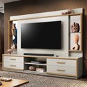 Ver imagem 1 de Estante para TV e Home Theater até 75 Polegadas 100% MDF 240CMX192CM Espelho 4 Gavetas Leni Cinza