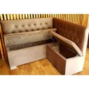 Ver imagem 1 de Conjunto Canto Alemão Baú Encosto Captone Suede (1,20x1,50):café com Leite