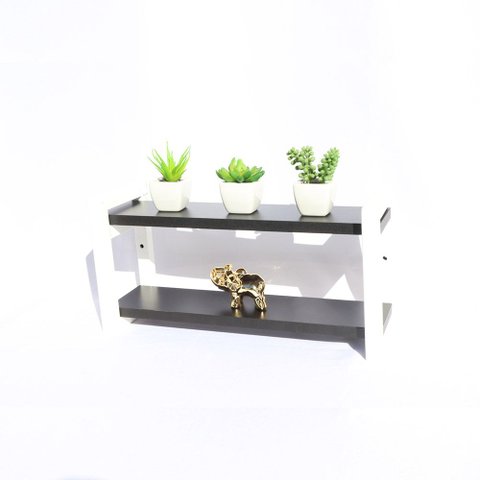 Estante Suspensa Decorativa Chamego Md044 40cm Mdp Preto 14x40x20:branco