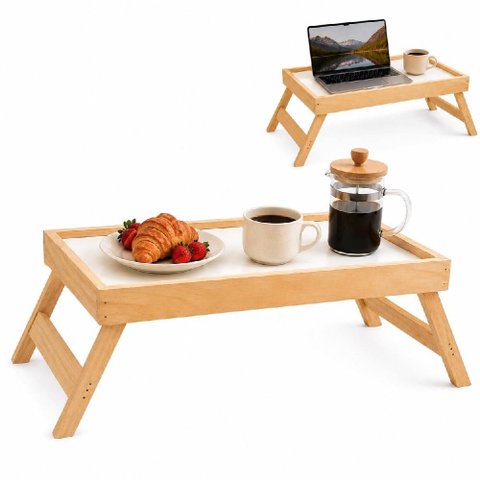 Mesa Bandeja Madeira Pinus Dobravel Cafe da Manha Cama Suporte Notebook Lanche Refeicao