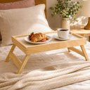 Ver imagem 5 de Mesa Bandeja Madeira Pinus Dobravel Cafe da Manha Cama Suporte Notebook Lanche Refeicao