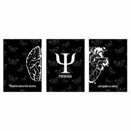 Kit 3 Quadro Decorativo Psicologia Cérebro Mente Consultório 28x20cm - 3