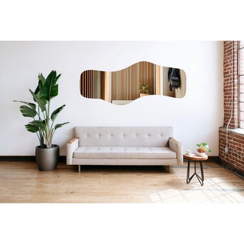 Espelho Orgânico Luxo Grande 170 X 70 Corpo Inteiro Moderno Orgânico Luxo Lapidado com Suporte