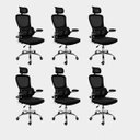 Ver imagem 3 de Kit 6 Cadeiras Diretor Atenas Ergonômica Suporte Lombar Apoio Cabeça Ajustável Preta