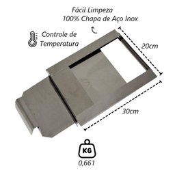 Registro Regulador Chamine Chapa Aço Inox Popular 20x30cm - 2