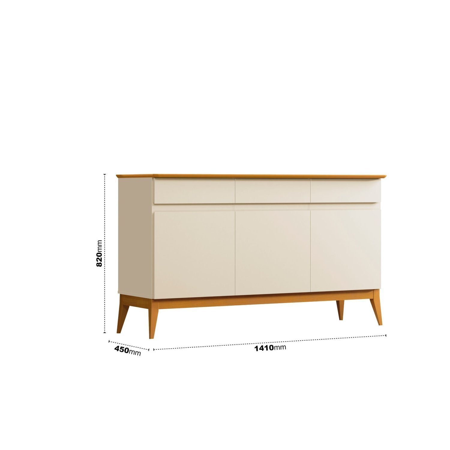 Buffet Aparador 141cm 3 Portas 3 Gavetas Magnum - 4