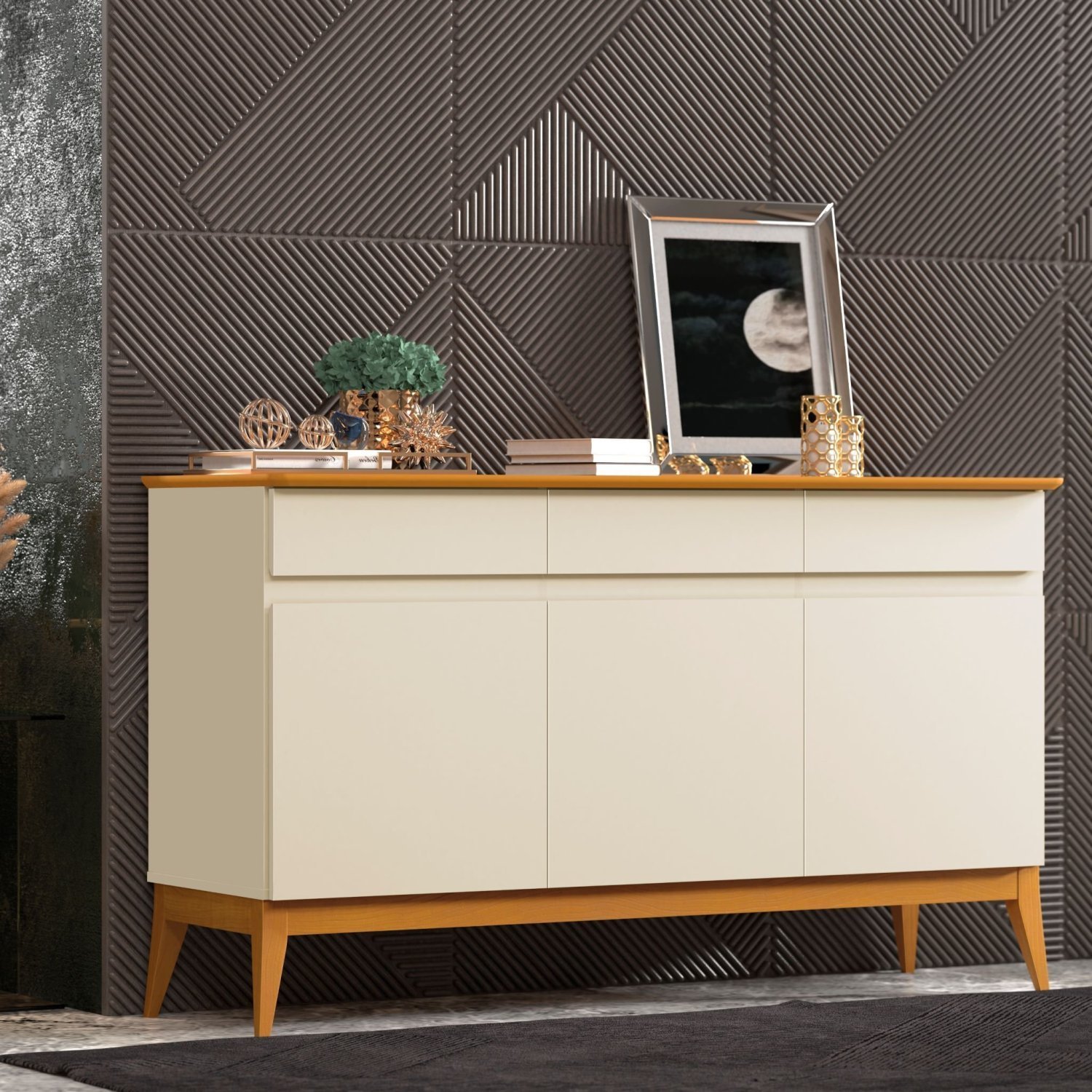 Buffet Aparador 141cm 3 Portas 3 Gavetas Magnum - 1